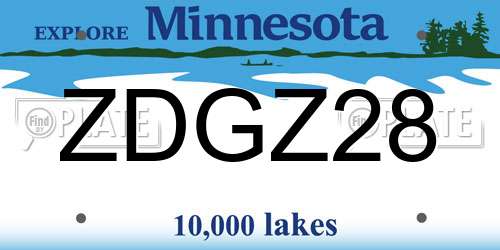 ZDGZ28 Minnesota License Plate