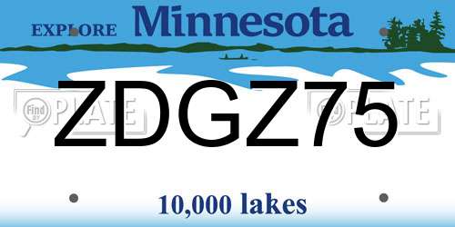 ZDGZ75 Minnesota License Plate