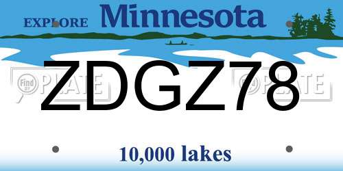 ZDGZ78 Minnesota License Plate