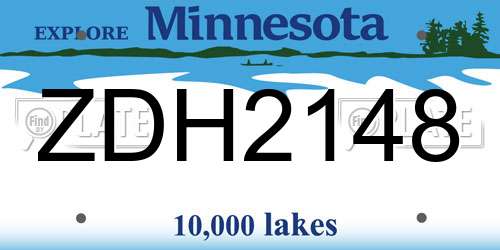 ZDH2148 Minnesota License Plate