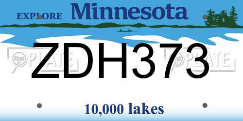 ZDH373 Minnesota License Plate