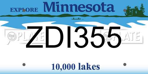 ZDI355 Minnesota License Plate