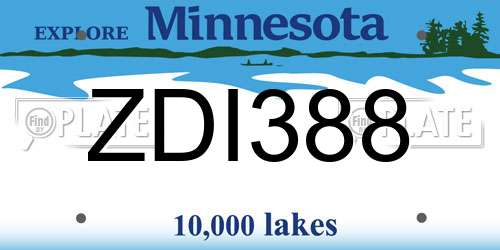 ZDI388 Minnesota License Plate