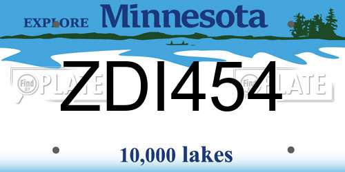 ZDI454 Minnesota License Plate