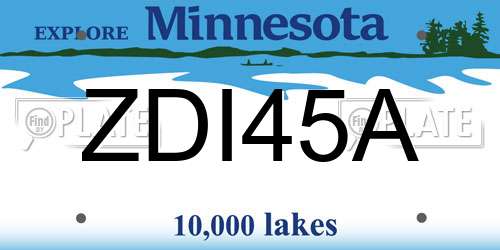 ZDI45A Minnesota License Plate