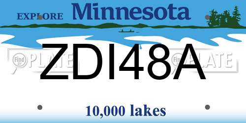 ZDI48A Minnesota License Plate