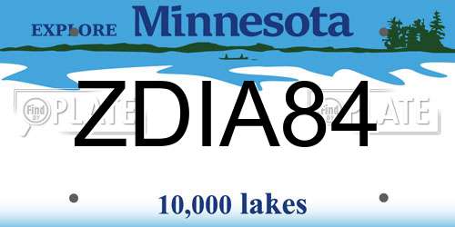 ZDIA84 Minnesota License Plate