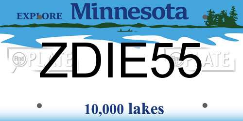 ZDIE55 Minnesota License Plate