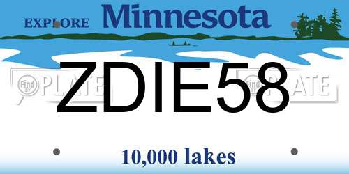 ZDIE58 Minnesota License Plate