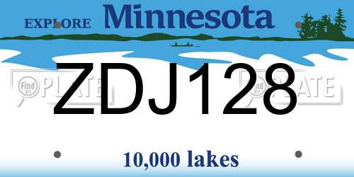 ZDJ128 Minnesota License Plate