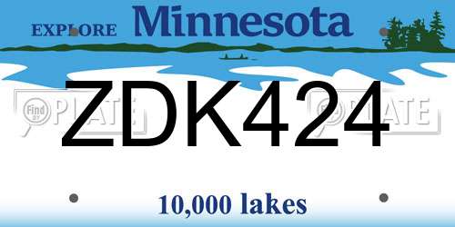 ZDK424 Minnesota License Plate