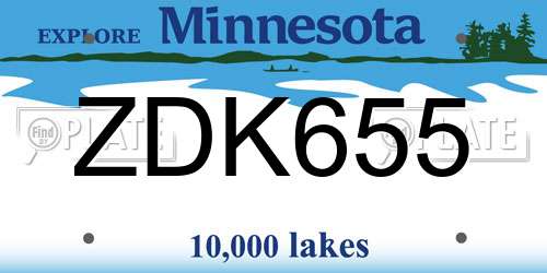 ZDK655 Minnesota License Plate