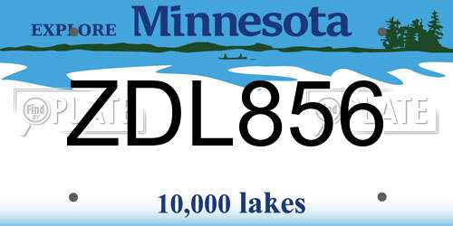 ZDL856 Minnesota License Plate