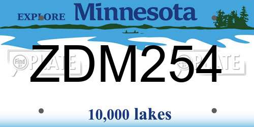 ZDM254 Minnesota License Plate