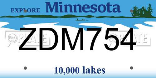 ZDM754 Minnesota License Plate