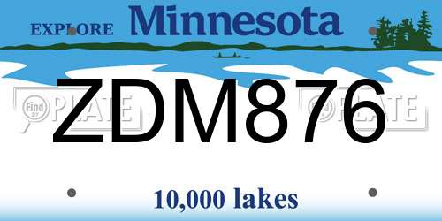 ZDM876 Minnesota License Plate