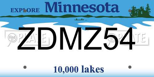 ZDMZ54 Minnesota License Plate