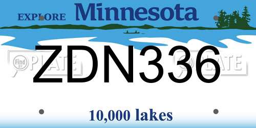 ZDN336 Minnesota License Plate
