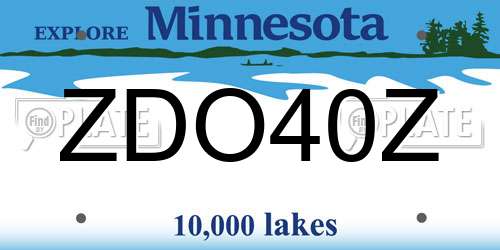 ZDO40Z Minnesota License Plate