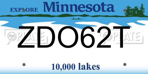 ZDO62T Minnesota License Plate