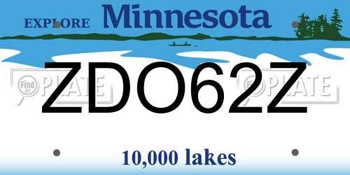 ZDO62Z Minnesota License Plate