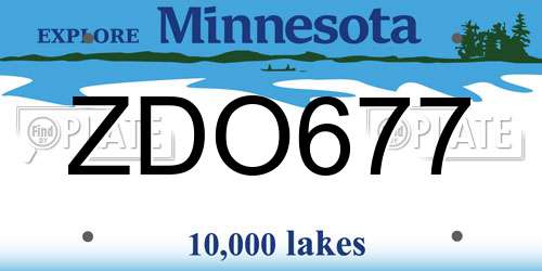 ZDO677 Minnesota License Plate