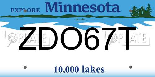 ZDO67T Minnesota License Plate