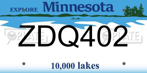 ZDQ402 Minnesota License Plate