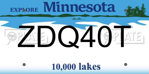 ZDQ40T Minnesota License Plate