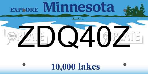 ZDQ40Z Minnesota License Plate