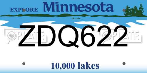 ZDQ622 Minnesota License Plate