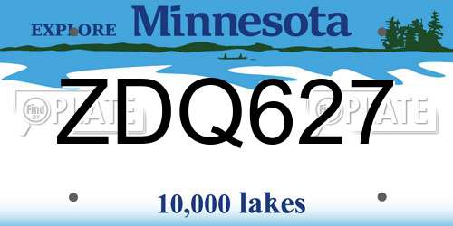 ZDQ627 Minnesota License Plate