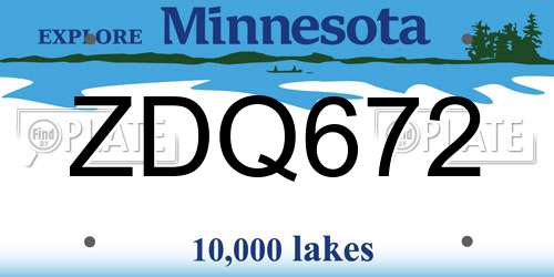 ZDQ672 Minnesota License Plate