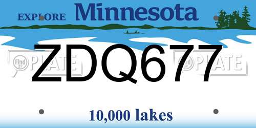 ZDQ677 Minnesota License Plate