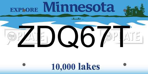 ZDQ67T Minnesota License Plate