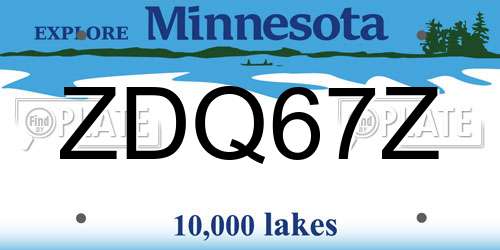 ZDQ67Z Minnesota License Plate