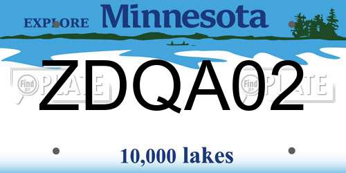 ZDQA02 Minnesota License Plate