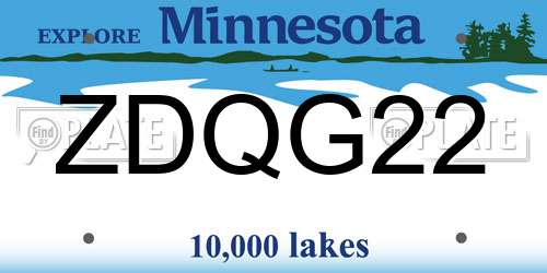 ZDQG22 Minnesota License Plate