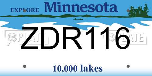 ZDR116 Minnesota License Plate