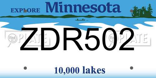 ZDR502 Minnesota License Plate