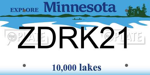 ZDRK21 Minnesota License Plate