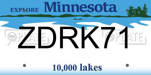ZDRK71 Minnesota License Plate