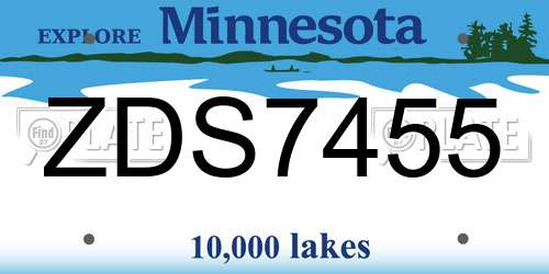 ZDS7455 Minnesota License Plate