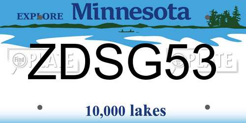 ZDSG53 Minnesota License Plate