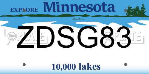 ZDSG83 Minnesota License Plate