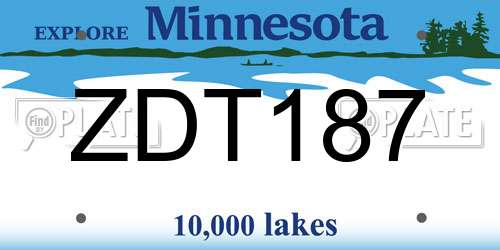 ZDT187 Minnesota License Plate