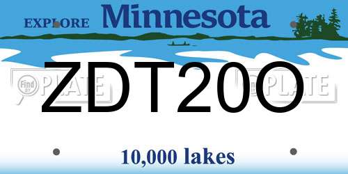 ZDT20O Minnesota License Plate