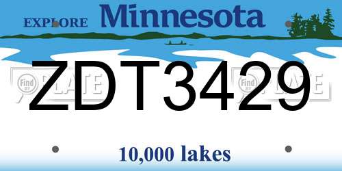 ZDT3429 Minnesota License Plate