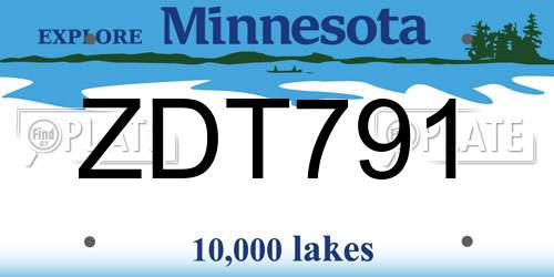 ZDT791 Minnesota License Plate