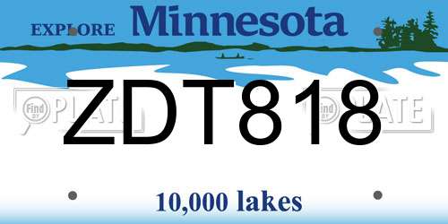 ZDT818 Minnesota License Plate